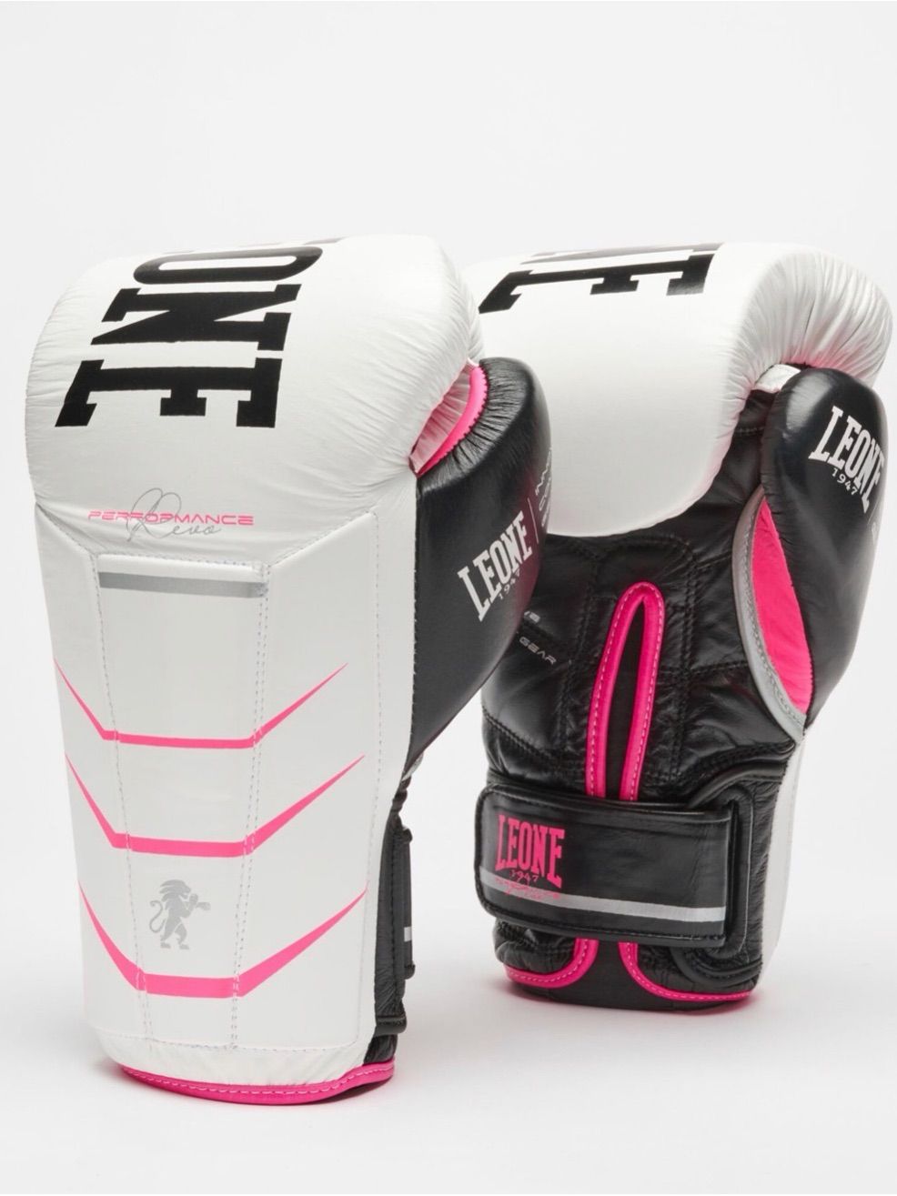 Leone Boxing Gloves In White, Black & Hot Pink